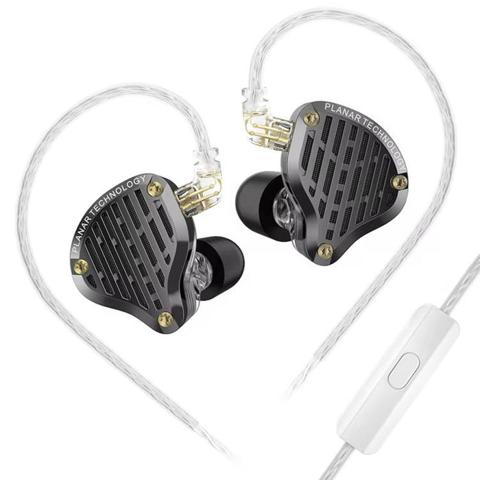 Auriculares intrauditivos con diafragma planar KZ-PR3 de 1,2 m con cable, para monitorización Hi-Fi, con cable reemplazable y altavoces planares., Black Standard, Black With Mic