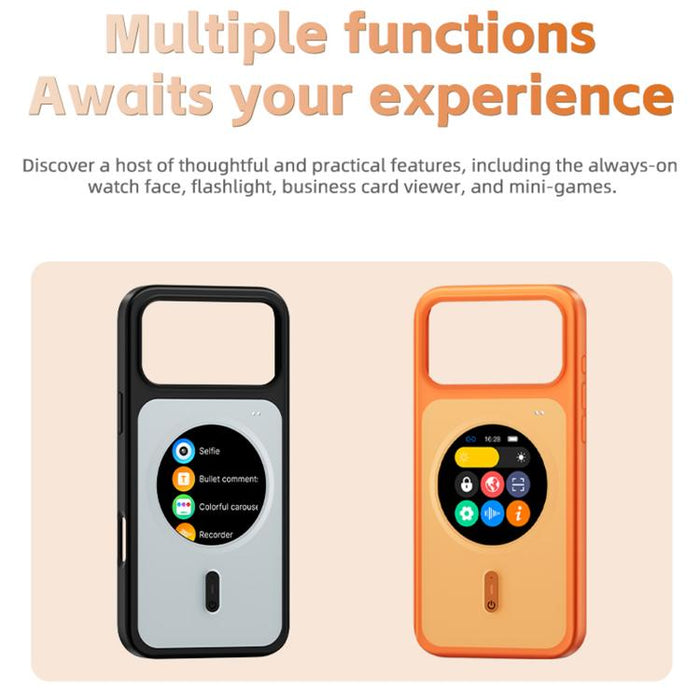Funda para iPhone 17 Pro Max de 1,85 pulgadas con pantalla redonda a color HD, funda para smartphone con proyección de pantalla DIY.