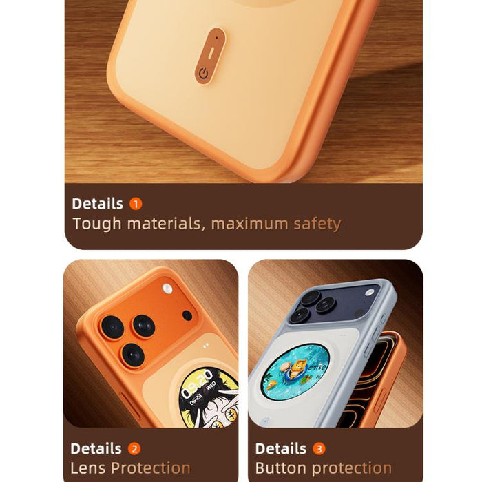 Funda para iPhone 17 Pro Max de 1,85 pulgadas con pantalla redonda a color HD, funda para smartphone con proyección de pantalla DIY.