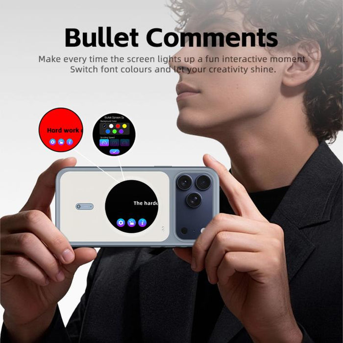 Funda para iPhone 17 Pro Max de 1,85 pulgadas con pantalla redonda a color HD, funda para smartphone con proyección de pantalla DIY.