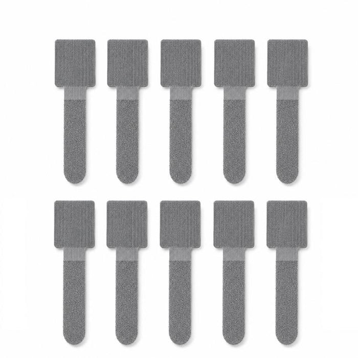 10 unidades/paquete de organizadores de cables adhesivos reutilizables con cierre de velcro para sujetar cables, clips para la gestión de cables debajo del escritorio o electrodomésticos., Gray