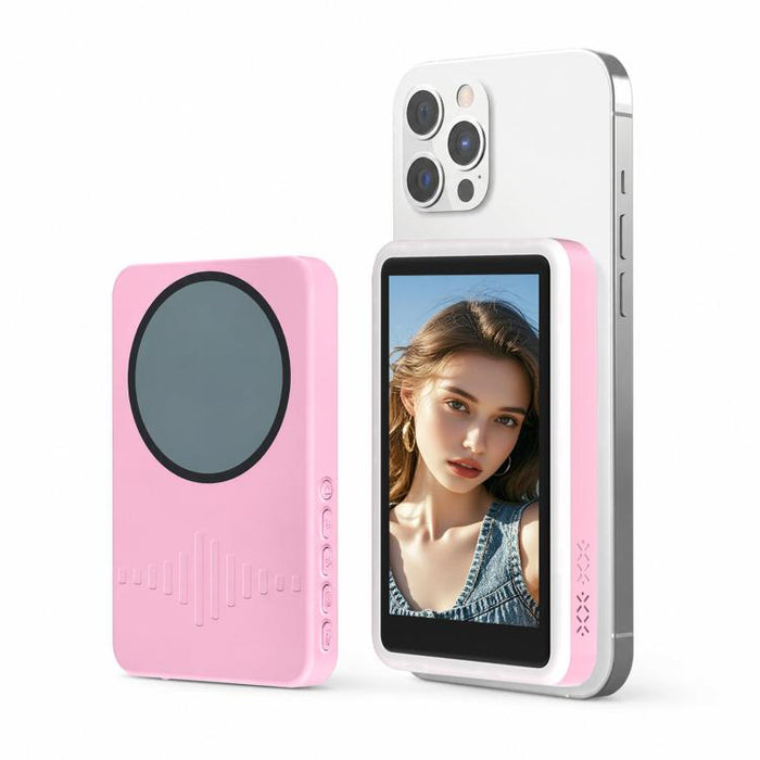 Dispositivo de duplicación de pantalla inalámbrica trasera para smartphone con luz de relleno, pantalla magnética Bluetooth para selfies en exteriores
