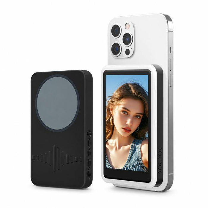 Dispositivo de duplicación de pantalla inalámbrica trasera para smartphone con luz de relleno, pantalla magnética Bluetooth para selfies en exteriores