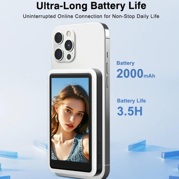 Dispositivo de duplicación de pantalla inalámbrica trasera para smartphone con luz de relleno, pantalla magnética Bluetooth para selfies en exteriores