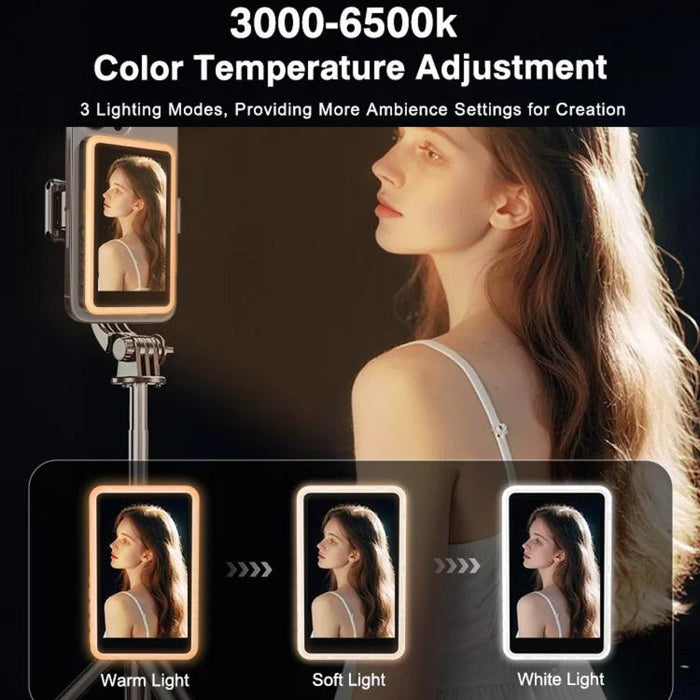 Dispositivo de duplicación de pantalla inalámbrica trasera para smartphone con luz de relleno, pantalla magnética Bluetooth para selfies en exteriores