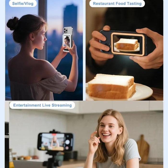 Dispositivo de duplicación de pantalla inalámbrica trasera para smartphone con luz de relleno, pantalla magnética Bluetooth para selfies en exteriores