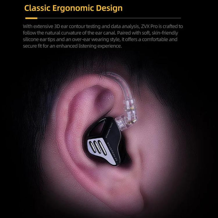 Auriculares intrauditivos dinámicos con cable KZ ZVX PRO de 1,2 m con graves profundos y sonido Hi-Fi., Standard, With Mic