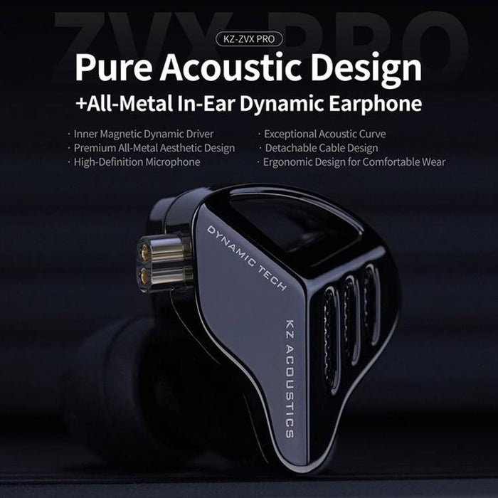 Auriculares intrauditivos dinámicos con cable KZ ZVX PRO de 1,2 m con graves profundos y sonido Hi-Fi., Standard, With Mic
