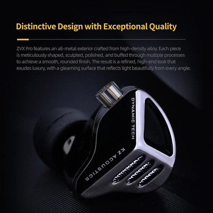 Auriculares intrauditivos dinámicos con cable KZ ZVX PRO de 1,2 m con graves profundos y sonido Hi-Fi., Standard, With Mic