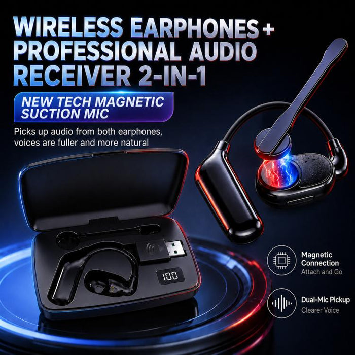 Auriculares Bluetooth giratorios con gancho para la oreja, cancelación de ruido HD y resistentes a la lluvia., V2