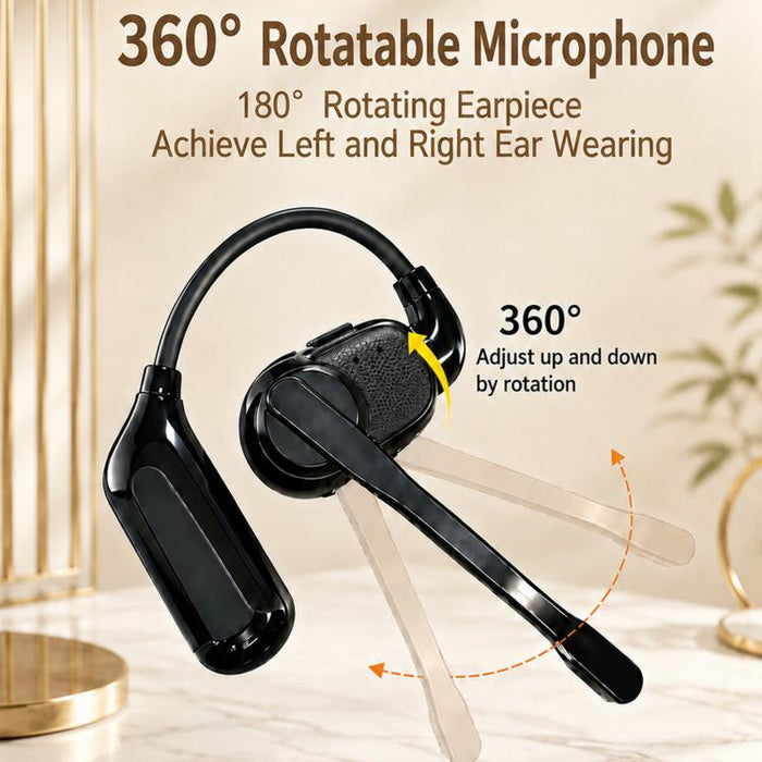 Auriculares Bluetooth giratorios con gancho para la oreja, cancelación de ruido HD y resistentes a la lluvia., V2