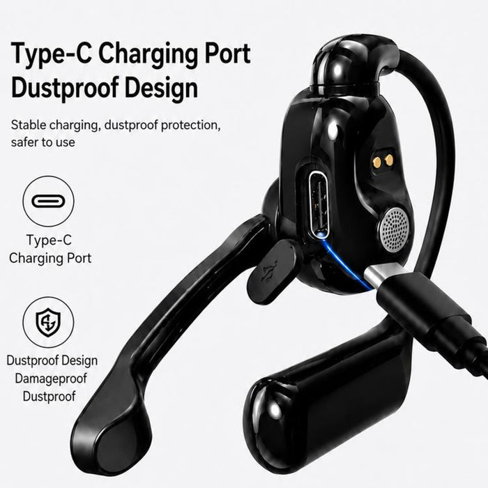 Auriculares Bluetooth giratorios con gancho para la oreja, cancelación de ruido HD y resistentes a la lluvia., V2