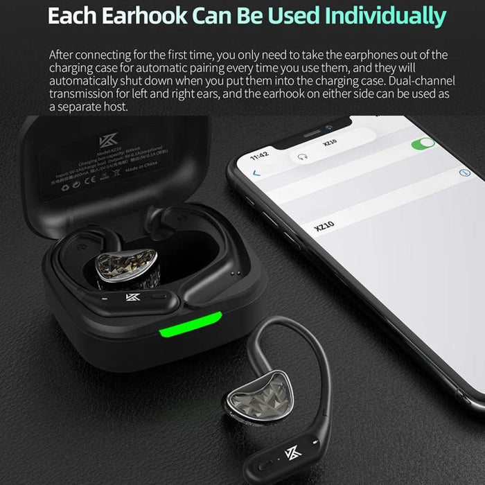 Auriculares inalámbricos Bluetooth 5.3 KZ XZ10 con ganchos para las orejas, XZ10