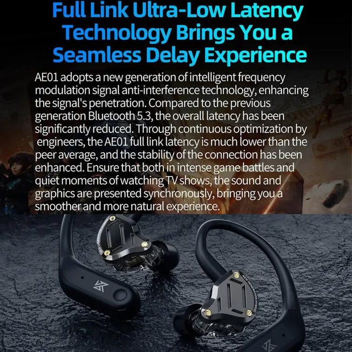 Auriculares inalámbricos HD Bluetooth 5.4 para juegos con ganchos para las orejas, AE01