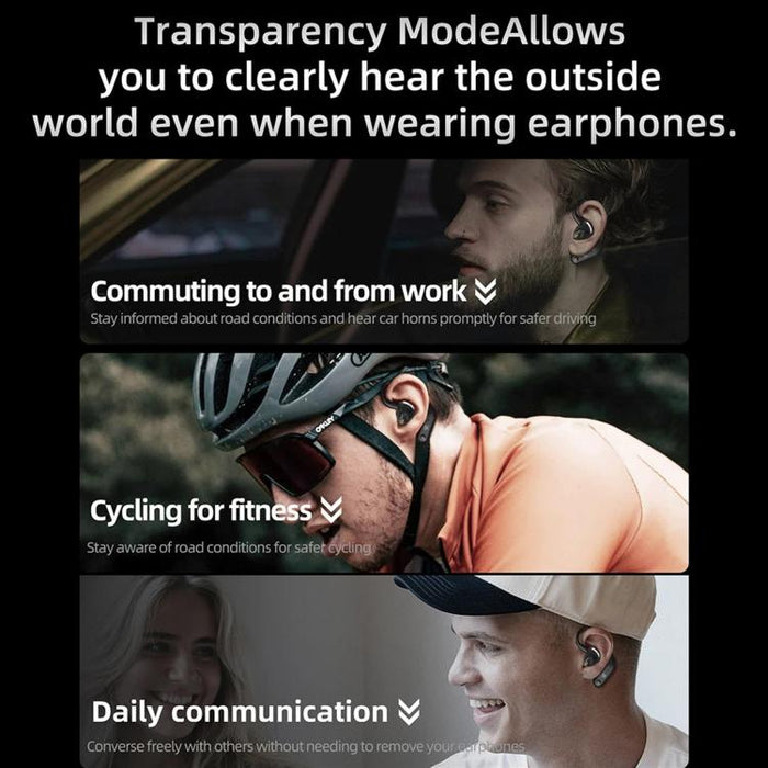 Auriculares inalámbricos HD Bluetooth 5.4 con gancho para la oreja, cancelación activa de ruido, Hi-Fi y para juegos., AN01