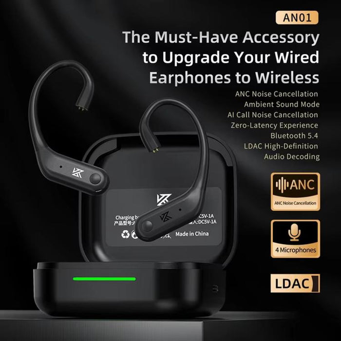 Auriculares inalámbricos HD Bluetooth 5.4 con gancho para la oreja, cancelación activa de ruido, Hi-Fi y para juegos., AN01