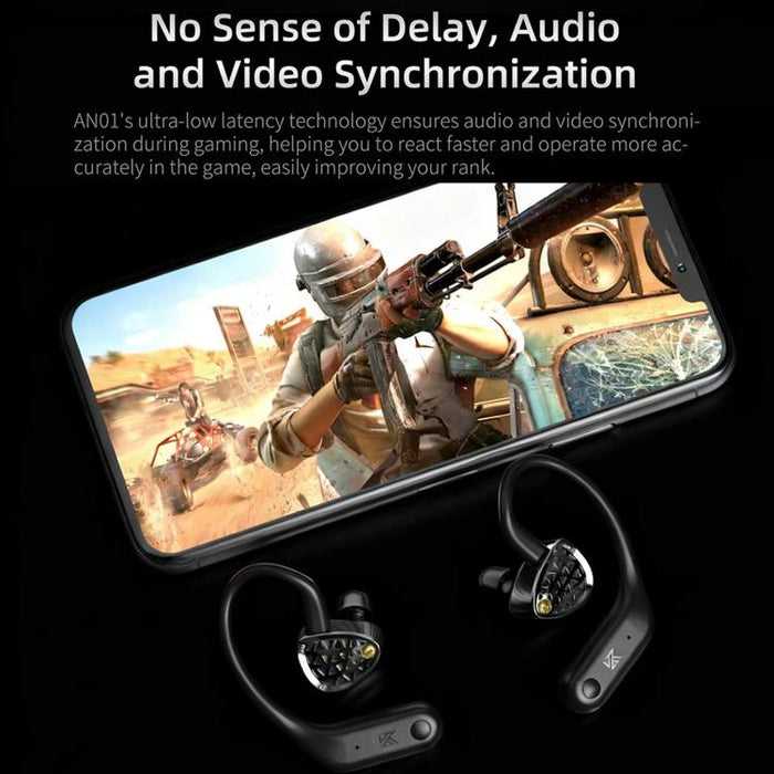 Auriculares inalámbricos HD Bluetooth 5.4 con gancho para la oreja, cancelación activa de ruido, Hi-Fi y para juegos., AN01