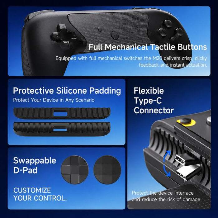 Controlador de juegos móvil EasySMX M20 USB-C con joysticks de efecto Hall, RoSync, diseño ABXY giratorio y tasa de sondeo de 1000 Hz., M20
