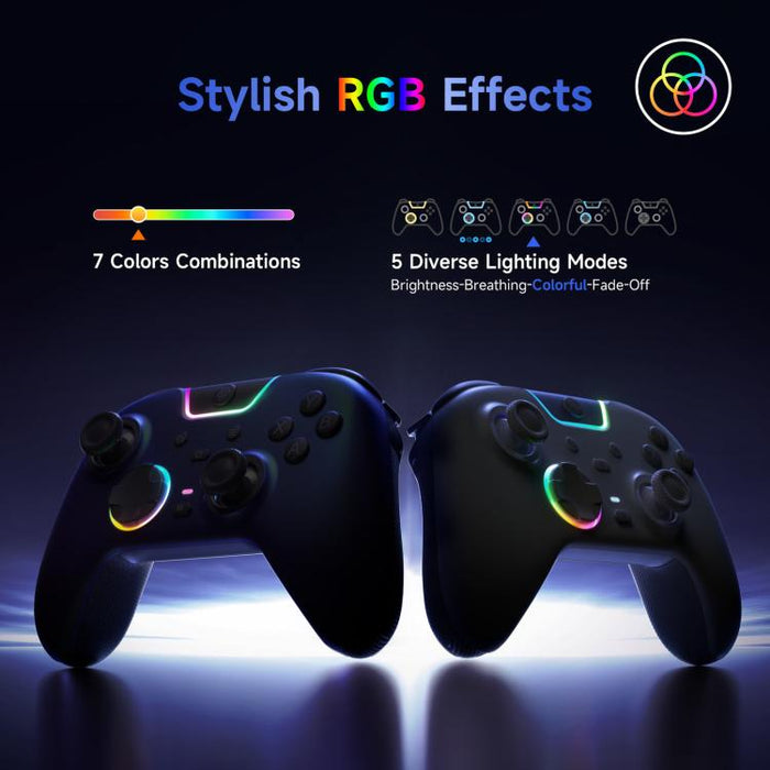 Mando inalámbrico para juegos de PC EasySMX X05Pro, gamepad de tres modos con efecto Hall, gatillos de doble etapa y botones silenciosos para PC y Switch., Grey White, Black, White With Charging Dock, Black With Charging Dock