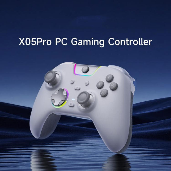 Mando inalámbrico para juegos de PC EasySMX X05Pro, gamepad de tres modos con efecto Hall, gatillos de doble etapa y botones silenciosos para PC y Switch., Grey White, Black, White With Charging Dock, Black With Charging Dock
