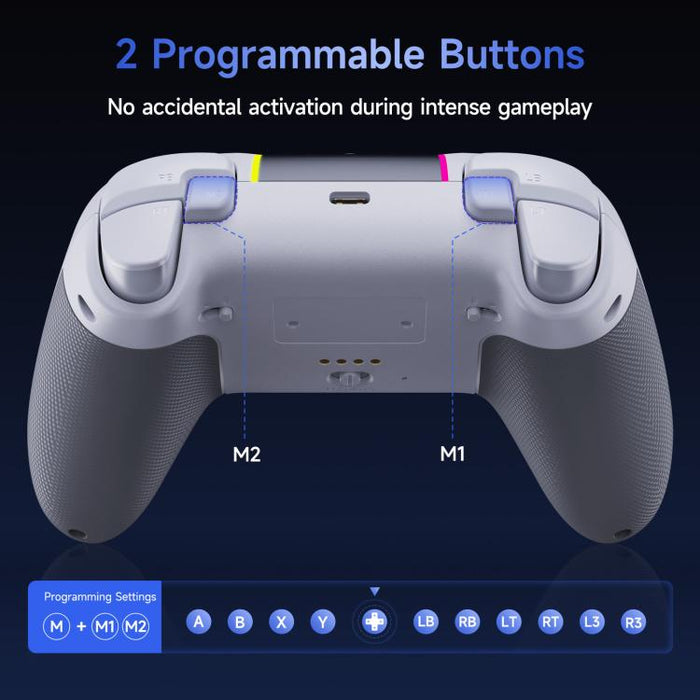 Mando inalámbrico para juegos de PC EasySMX X05Pro, gamepad de tres modos con efecto Hall, gatillos de doble etapa y botones silenciosos para PC y Switch., Grey White, Black, White With Charging Dock, Black With Charging Dock