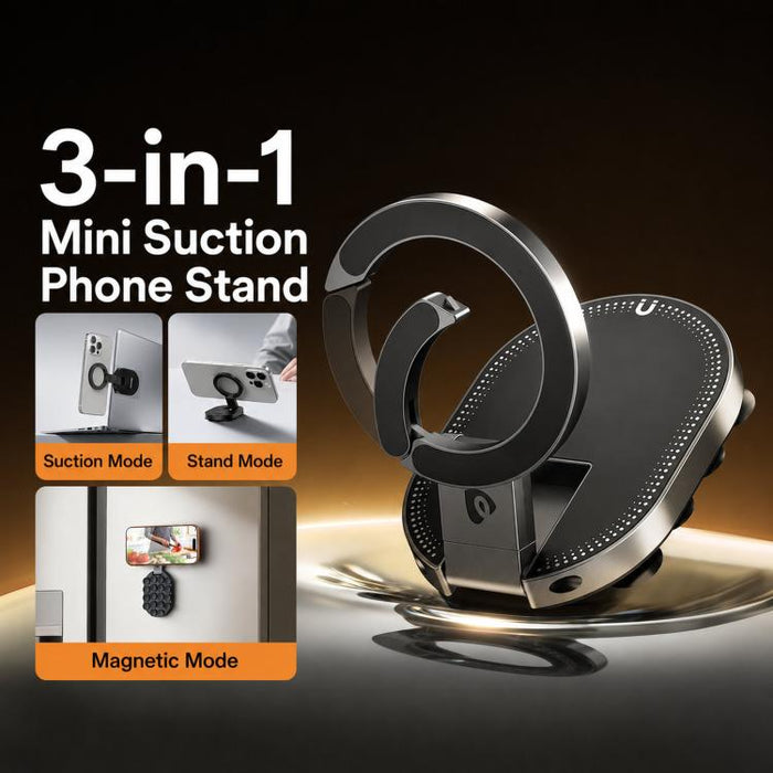 Soporte magnético 3 en 1 para teléfono con ventosa, giratorio 360 grados, plegable, para ducha, gimnasio y con gancho de sujeción., 3-in-1 Black