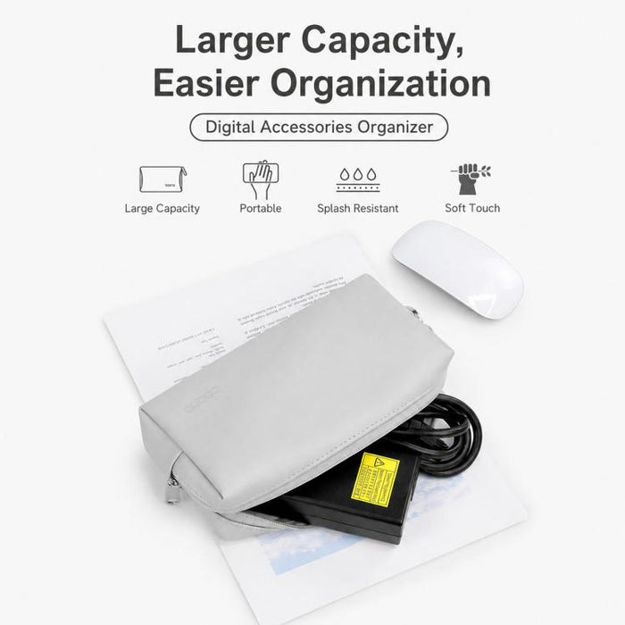 Baona BN-Q003 Funda organizadora de viaje de cuero sintético para adaptador de corriente, cargador y ratón para portátil grande
