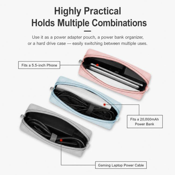 Baona BN-Q003 Funda organizadora de viaje de cuero sintético para adaptador de corriente, cargador y ratón para portátil grande