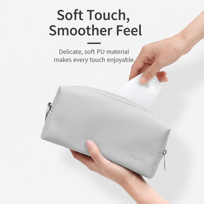 Baona BN-Q003 Funda organizadora de viaje de cuero sintético para adaptador de corriente, cargador y ratón para portátil grande