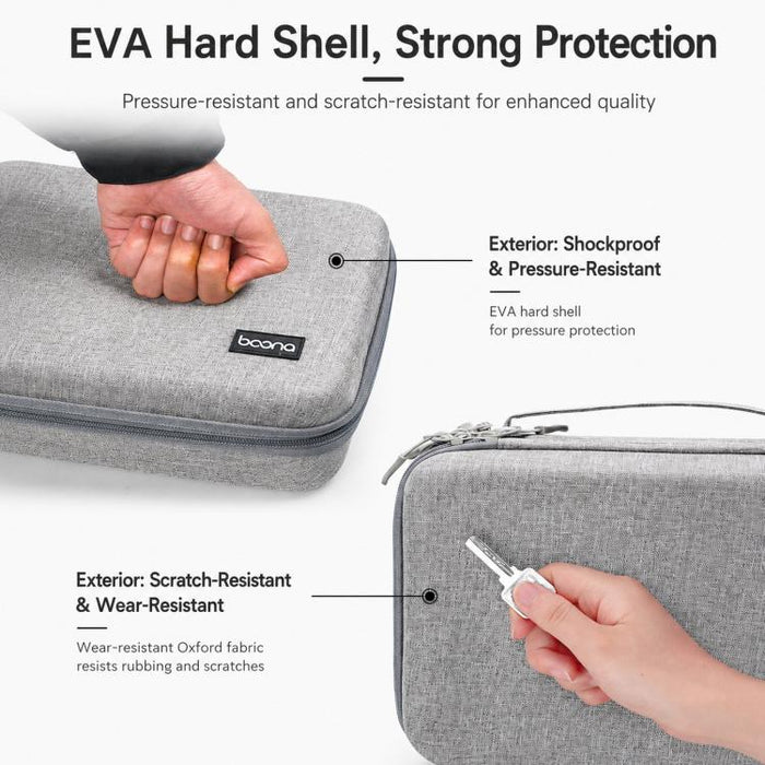 Baona BN-F029 Estuche rígido de EVA para organizador electrónico, bolsa de viaje de doble capa para dispositivos electrónicos.