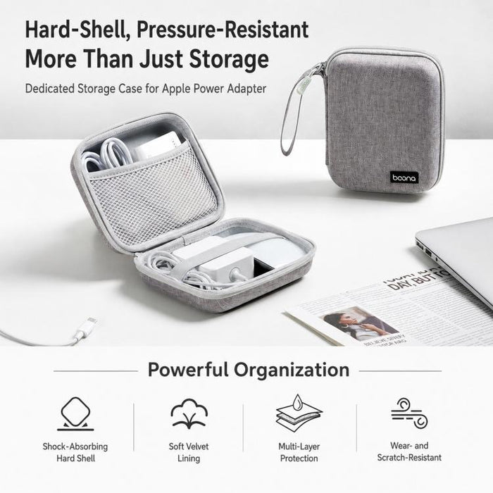 Baona BN-F015 Estuche rígido de EVA para adaptador de corriente, a prueba de golpes, organizador de cables y dispositivos electrónicos para ratón, bolsa de viaje