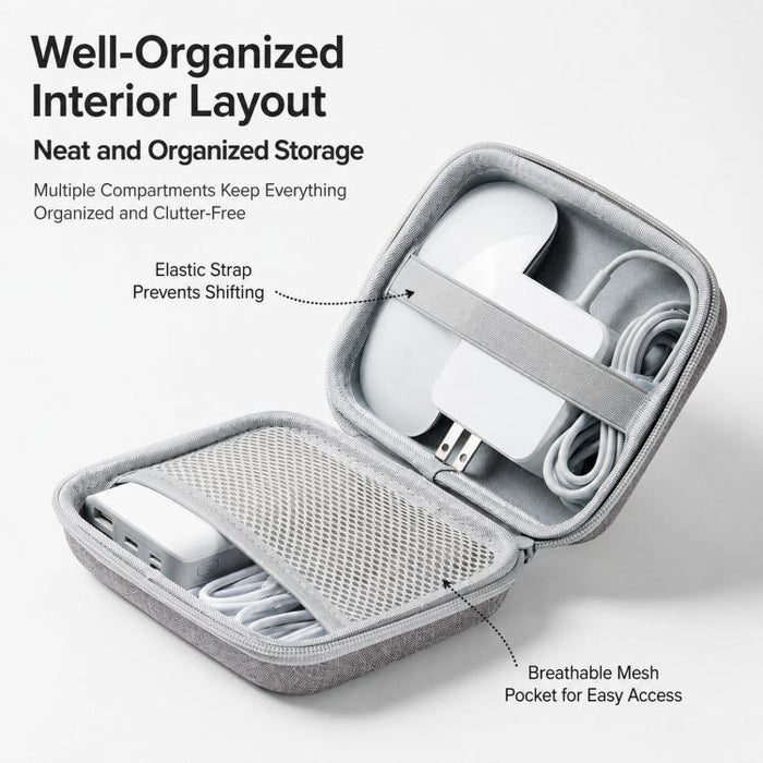 Baona BN-F015 Estuche rígido de EVA para adaptador de corriente, a prueba de golpes, organizador de cables y dispositivos electrónicos para ratón, bolsa de viaje