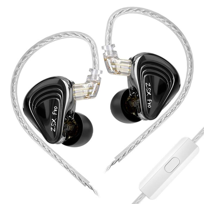 Auriculares con cable KZ ZSX PRO con controlador híbrido 5BA+1DD de 1,2 m, audio HiFi, diseño deportivo y para juegos, cable desmontable., Standard, With Mic