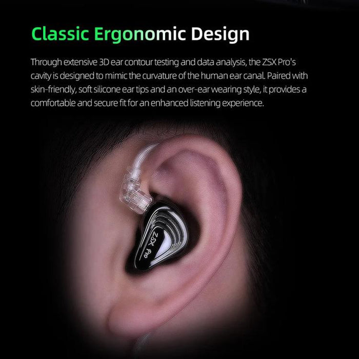 Auriculares con cable KZ ZSX PRO con controlador híbrido 5BA+1DD de 1,2 m, audio HiFi, diseño deportivo y para juegos, cable desmontable., Standard, With Mic