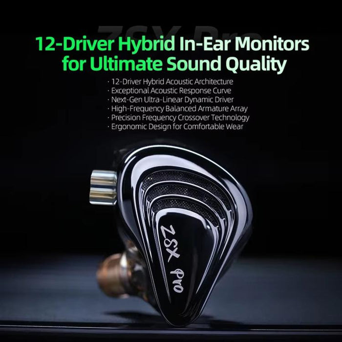 Auriculares con cable KZ ZSX PRO con controlador híbrido 5BA+1DD de 1,2 m, audio HiFi, diseño deportivo y para juegos, cable desmontable., Standard, With Mic
