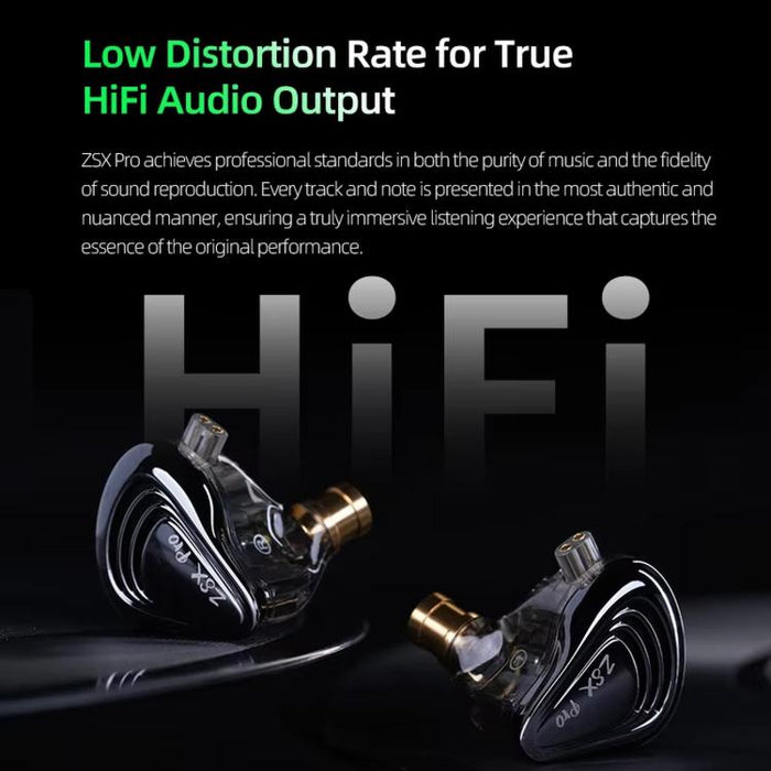 Auriculares con cable KZ ZSX PRO con controlador híbrido 5BA+1DD de 1,2 m, audio HiFi, diseño deportivo y para juegos, cable desmontable., Standard, With Mic