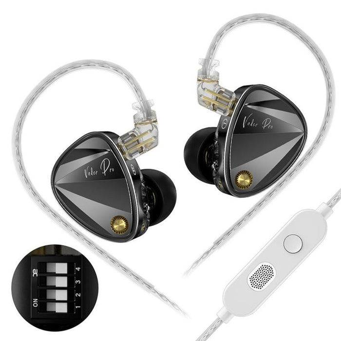 Auriculares intrauditivos con cable KZ Vader Pro Hi-Fi Bass de 6 transductores dinámicos y 1,2 m, HM Curve Standard, HM Curve With Mic, Bass Enhanced Standard, Bass Enhanced With Mic, HM Curve With Mic Type-C, Bass Enhanced With Mic Type-C