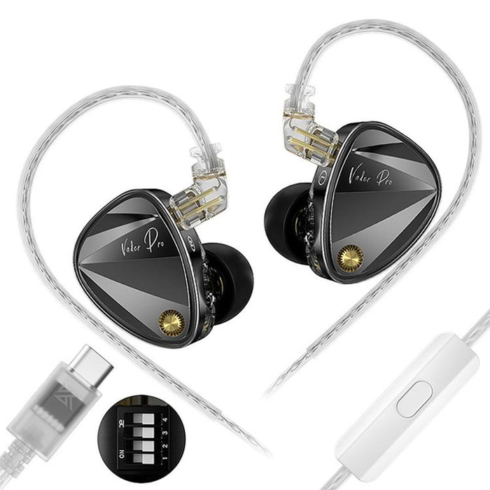Auriculares intrauditivos con cable KZ Vader Pro Hi-Fi Bass de 6 transductores dinámicos y 1,2 m, HM Curve Standard, HM Curve With Mic, Bass Enhanced Standard, Bass Enhanced With Mic, HM Curve With Mic Type-C, Bass Enhanced With Mic Type-C