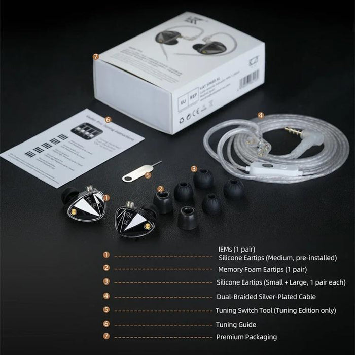 Auriculares intrauditivos con cable KZ Vader Pro Hi-Fi Bass de 6 transductores dinámicos y 1,2 m, HM Curve Standard, HM Curve With Mic, Bass Enhanced Standard, Bass Enhanced With Mic, HM Curve With Mic Type-C, Bass Enhanced With Mic Type-C