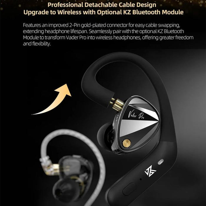 Auriculares intrauditivos con cable KZ Vader Pro Hi-Fi Bass de 6 transductores dinámicos y 1,2 m, HM Curve Standard, HM Curve With Mic, Bass Enhanced Standard, Bass Enhanced With Mic, HM Curve With Mic Type-C, Bass Enhanced With Mic Type-C