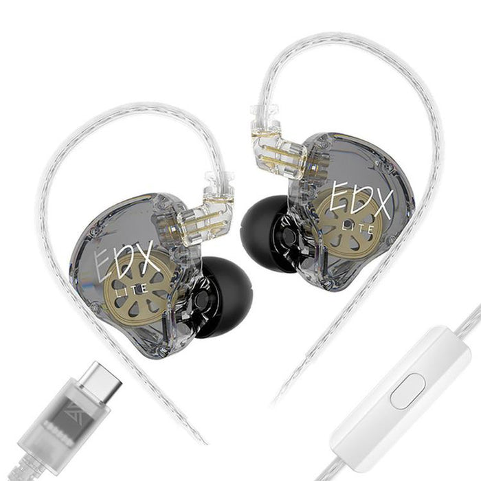 Auriculares con cable KZ-EDX Lite con controlador dinámico de imán interno de 1,2 m, graves profundos, cable desmontable, ideales para música y juegos., Translucent Gray Standard, Translucent Gray With Mic, Transparent Standard, Transparent With Mic   ...