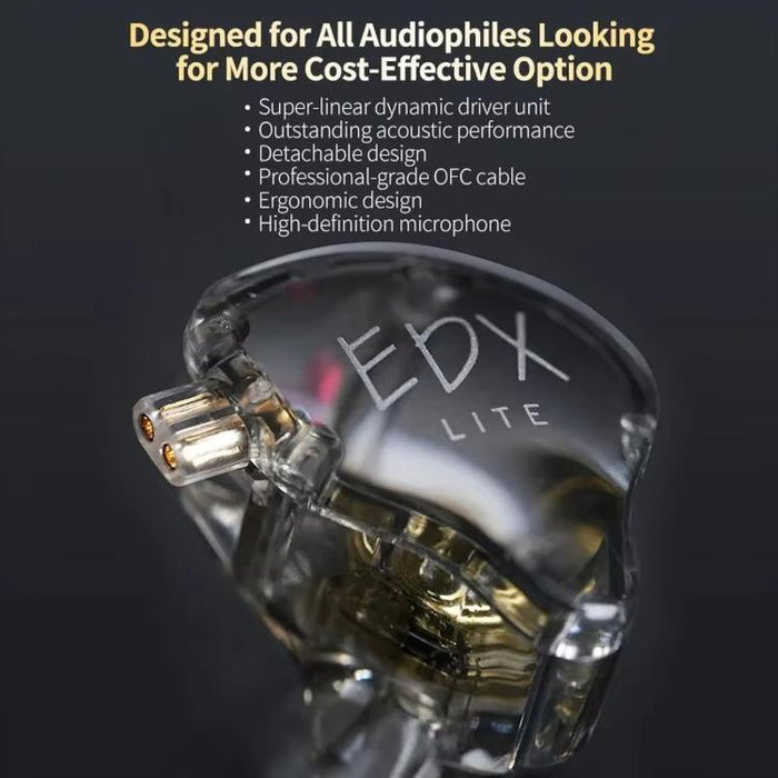 Auriculares con cable KZ-EDX Lite con controlador dinámico de imán interno de 1,2 m, graves profundos, cable desmontable, ideales para música y juegos., Translucent Gray Standard, Translucent Gray With Mic, Transparent Standard, Transparent With Mic   ...