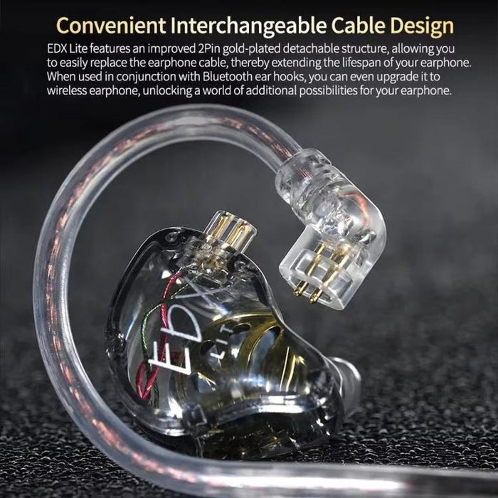 Auriculares con cable KZ-EDX Lite con controlador dinámico de imán interno de 1,2 m, graves profundos, cable desmontable, ideales para música y juegos., Translucent Gray Standard, Translucent Gray With Mic, Transparent Standard, Transparent With Mic   ...