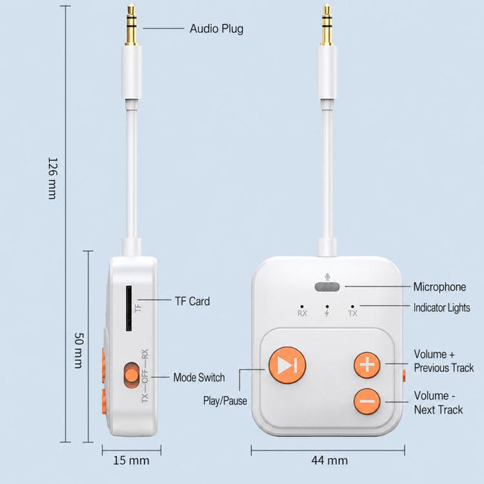 Adaptador de reproductor de música con tarjeta TF, receptor/transmisor Bluetooth 2 en 1, A26
