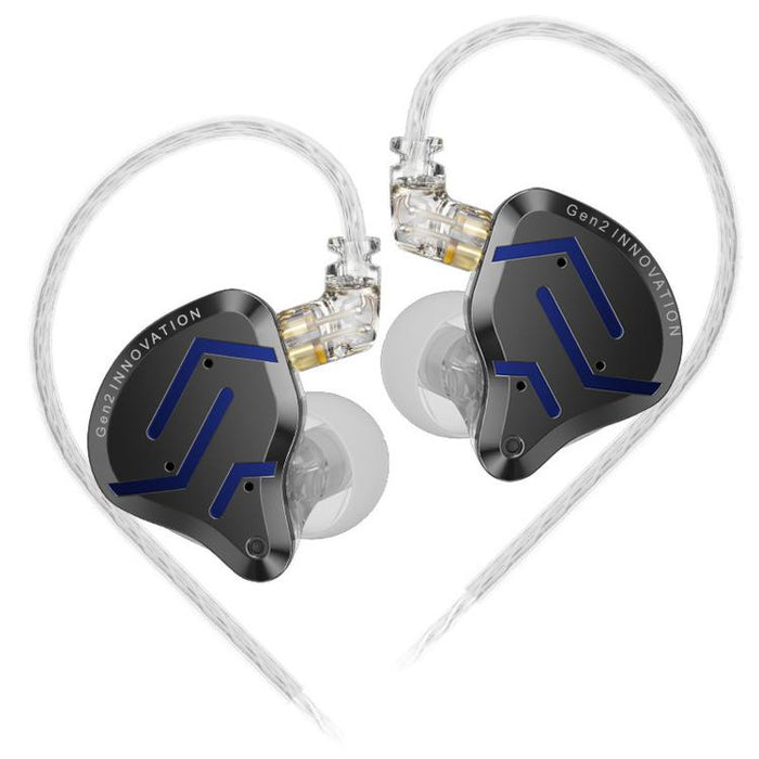 Auriculares intrauditivos con cable KZ-ZSN PRO 2 híbridos dinámicos + armadura balanceada de 1,2 m para voces en el escenario, música, juegos y audio Hi-Fi., Blue Black Standard, Blue Black With Mic, Silver Standard, Silver With Mic, Gold Standard     ...