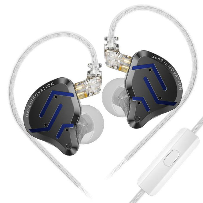 Auriculares intrauditivos con cable KZ-ZSN PRO 2 híbridos dinámicos + armadura balanceada de 1,2 m para voces en el escenario, música, juegos y audio Hi-Fi., Blue Black Standard, Blue Black With Mic, Silver Standard, Silver With Mic, Gold Standard     ...