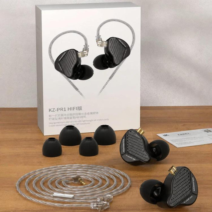 Auriculares con cable magnéticos planares KZ-PR1 de 1,2 m con controlador planar de 13,2 mm y sonido Hi-Fi de alta resolución., Standard, With Mic