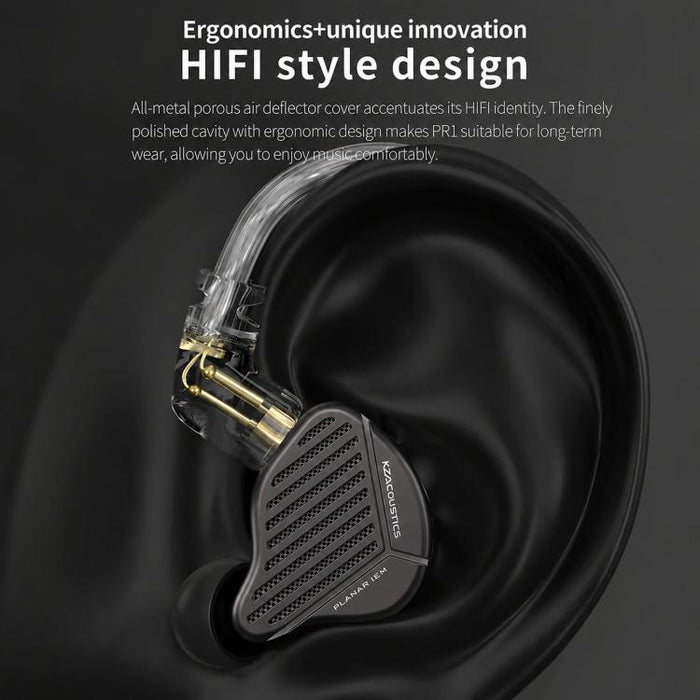Auriculares con cable magnéticos planares KZ-PR1 de 1,2 m con controlador planar de 13,2 mm y sonido Hi-Fi de alta resolución., Standard, With Mic