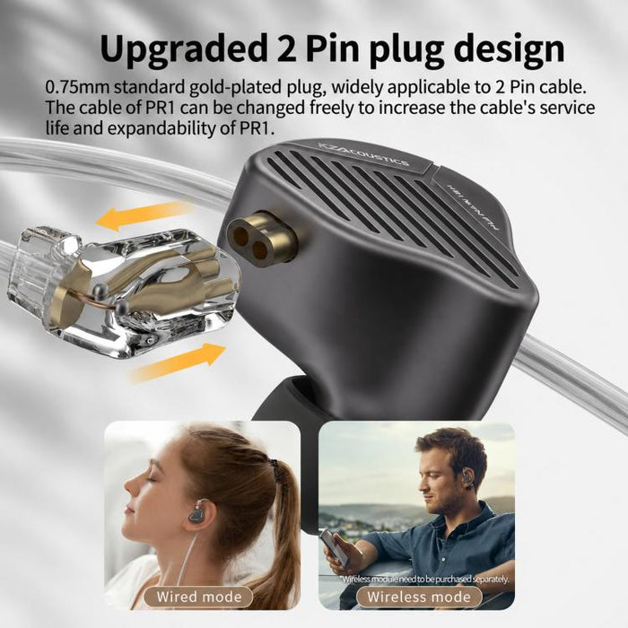 Auriculares con cable magnéticos planares KZ-PR1 de 1,2 m con controlador planar de 13,2 mm y sonido Hi-Fi de alta resolución., Standard, With Mic