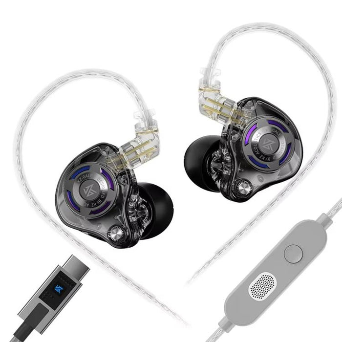 Auriculares para juegos con cable KZ-Gale HiFi de 1,2 m, Black Standard 3.5mm, Black With Mic 3.5mm, White Standard 3.5mm, White With Mic 3.5mm, Black M2 Cable Sound Card Type-C, White M2 Cable Sound Card Type-C